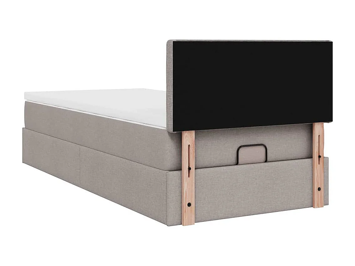 Cadre de lit ottoman avec matelas taupe 80x200 cm tissu
