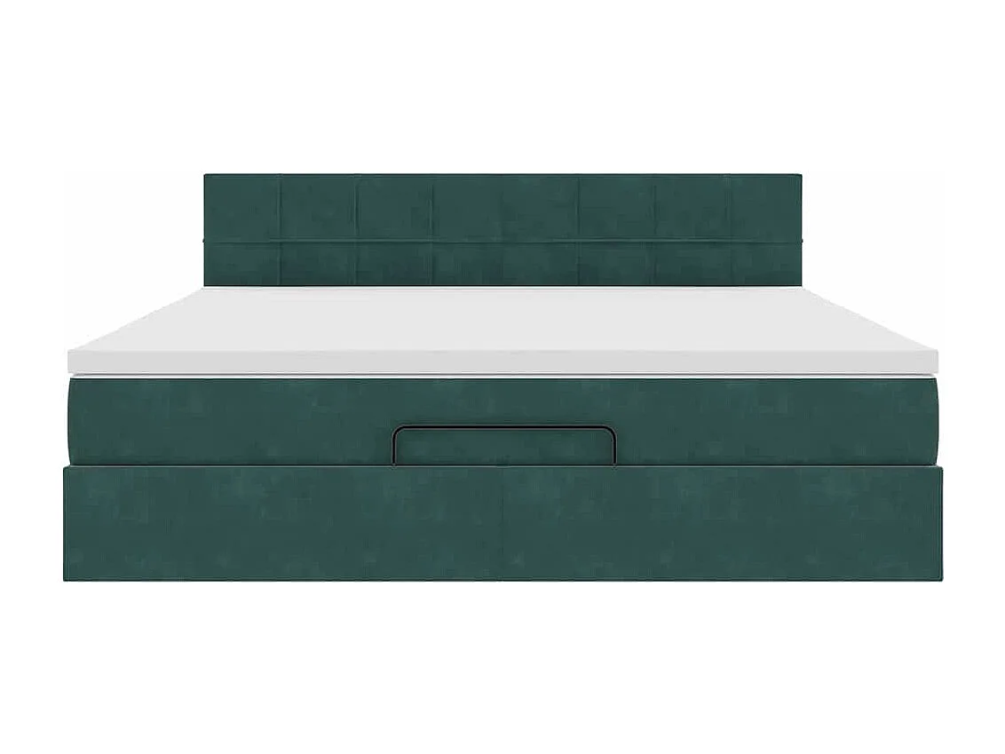 Cadre de lit ottoman avec matelas vert foncé 180x200 cm velours
