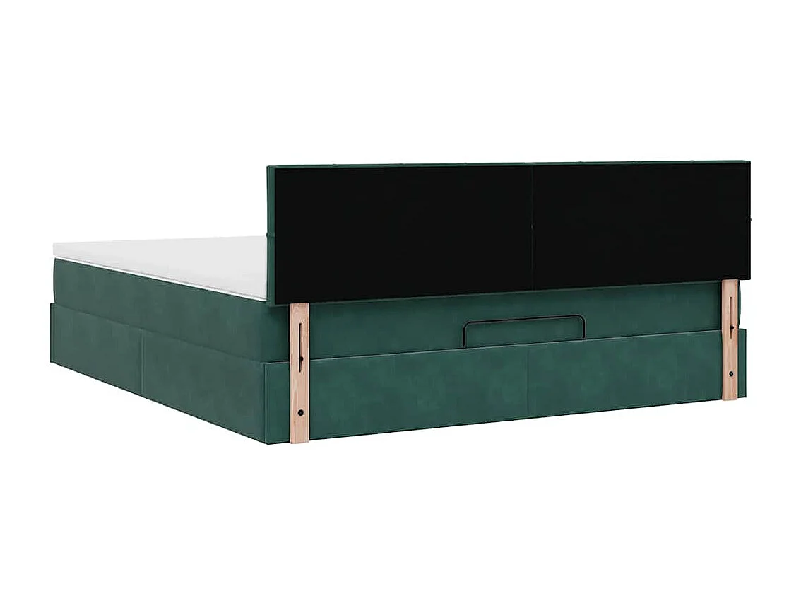 Cadre de lit ottoman avec matelas vert foncé 180x200 cm velours