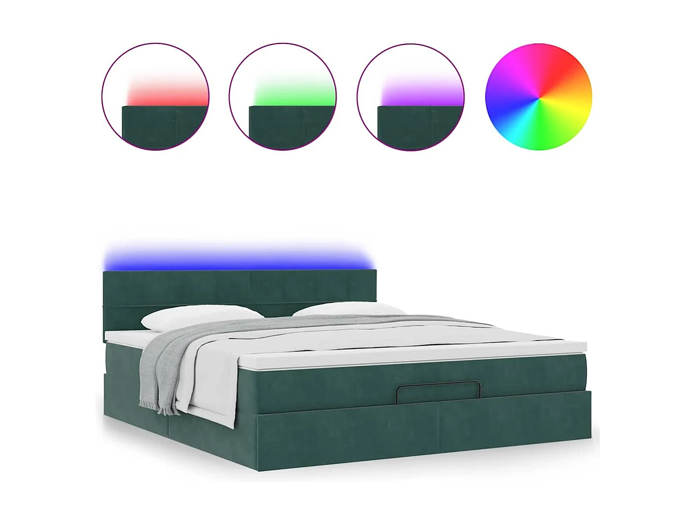 Estrutura de cama otomana com colchão 180x200 cm verde escuro