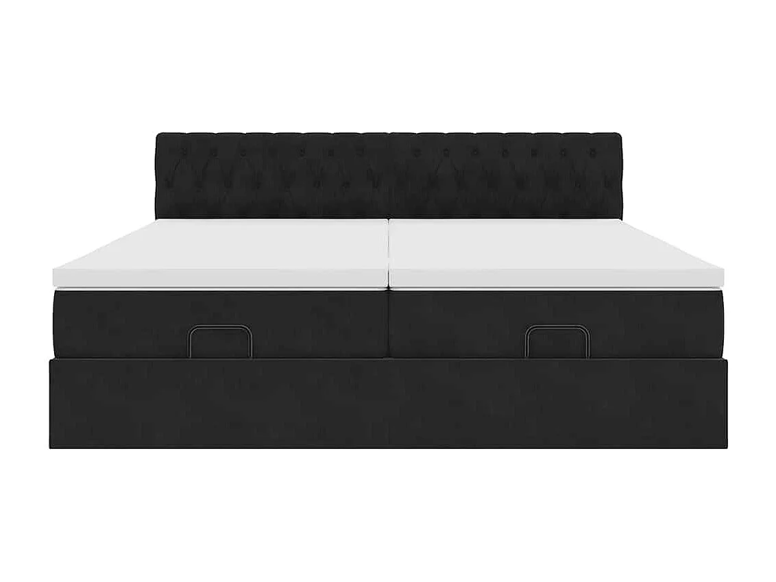 Cadre de lit ottoman avec matelas noir 160x200 cm velours