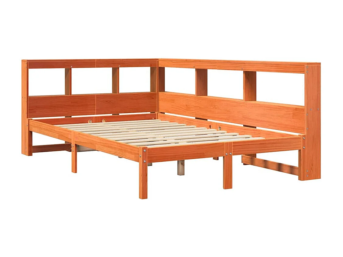 Lit bibliothèque sans matelas cire marron 120x190cm pin massif