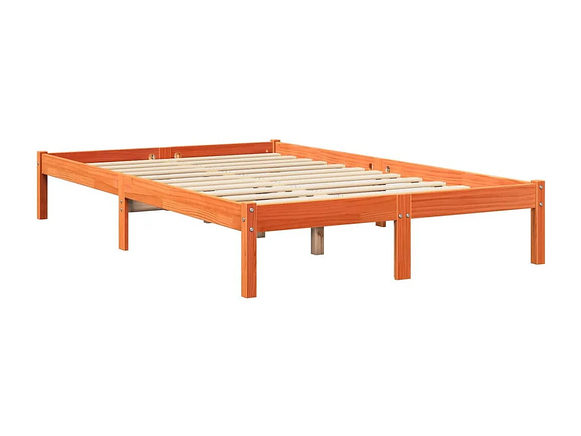 Lit bibliothèque sans matelas cire marron 120x190cm pin massif