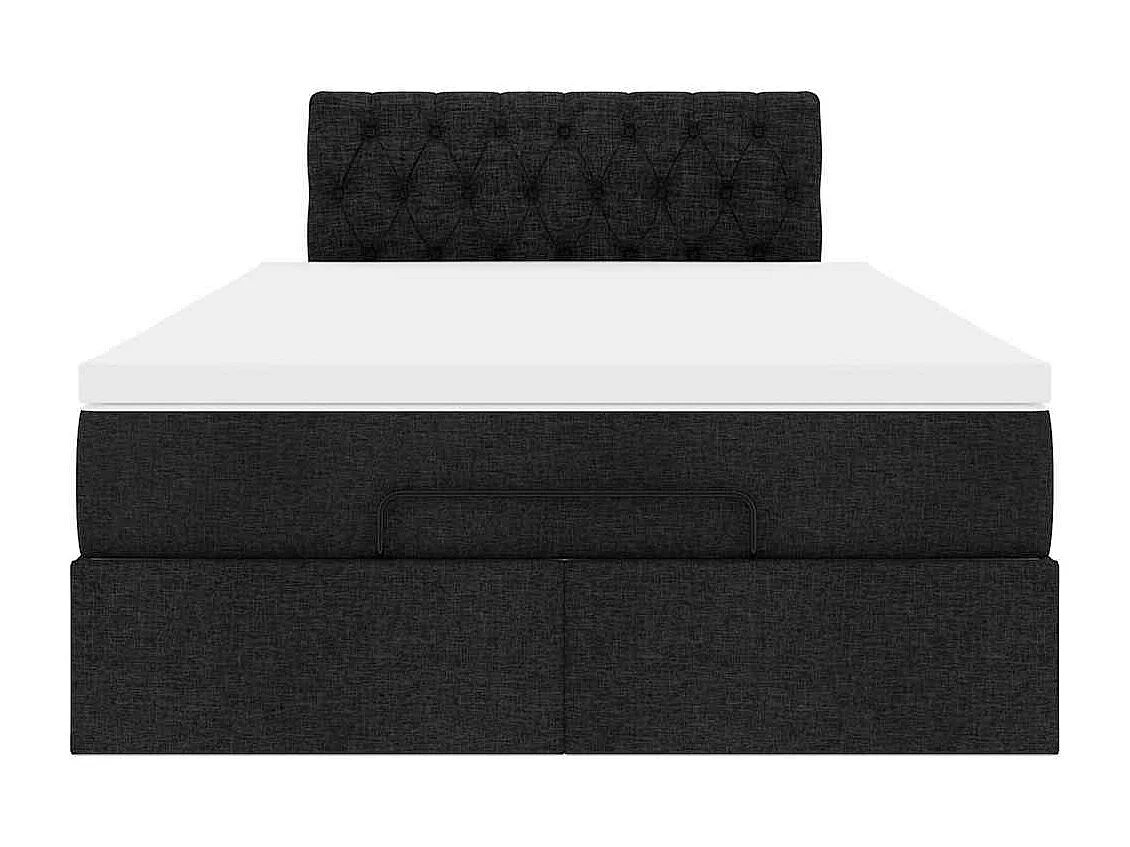 Lit ottoman avec matelas noir 120x190 cm tissu