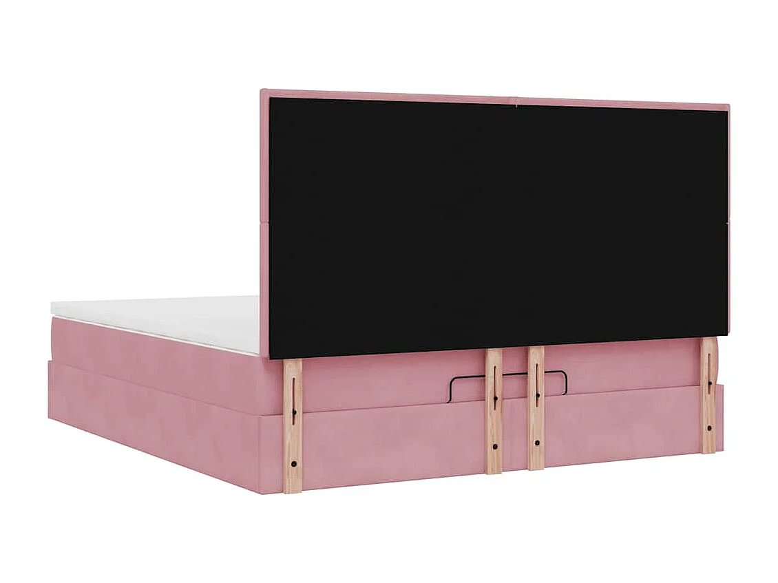 Cadre de lit ottoman avec matelas rose 180x200 cm velours