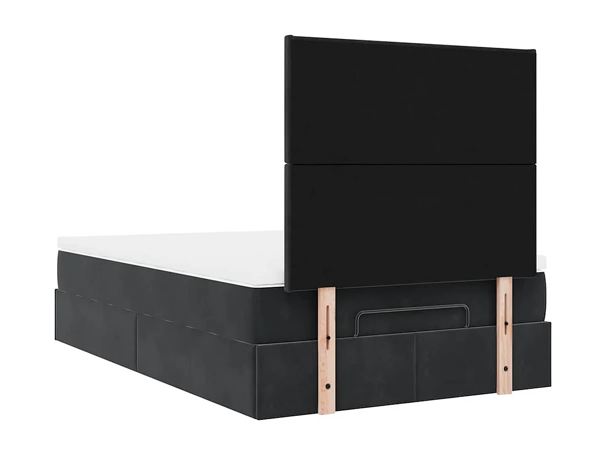 Cadre de lit ottoman avec matelas noir 120x200 cm velours