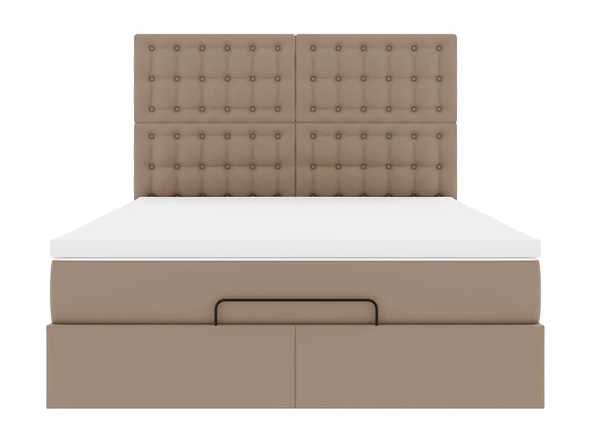 Estructura cama otomana colchón cappucino cuero sintético