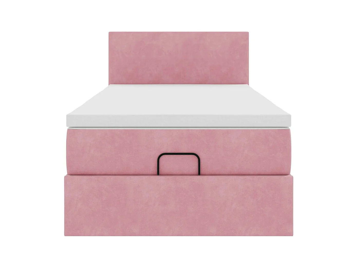 Cadre de lit ottoman avec matelas rose 90x200 cm velours