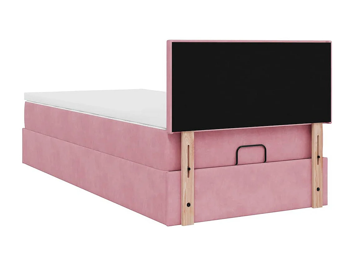 Cadre de lit ottoman avec matelas rose 90x200 cm velours