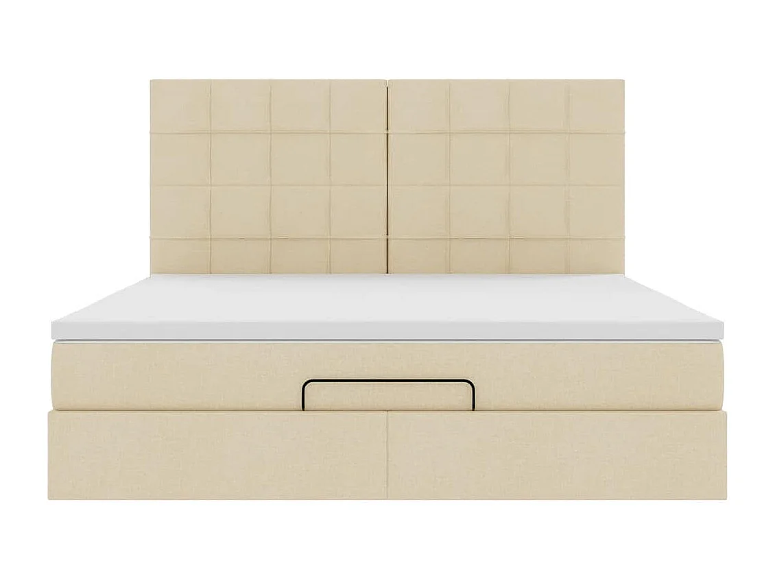 Estructura de cama otomana con colchón tela crema 180x200cm