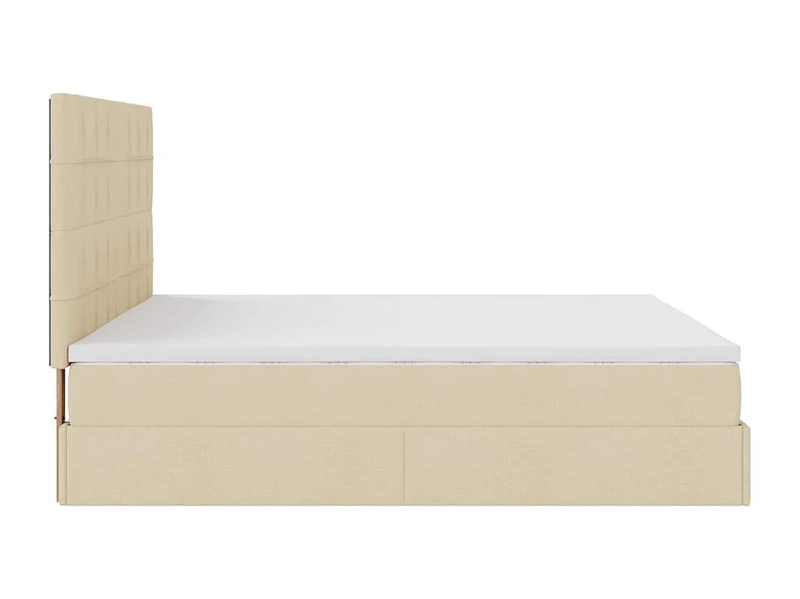 Estructura de cama otomana con colchón tela crema 180x200cm