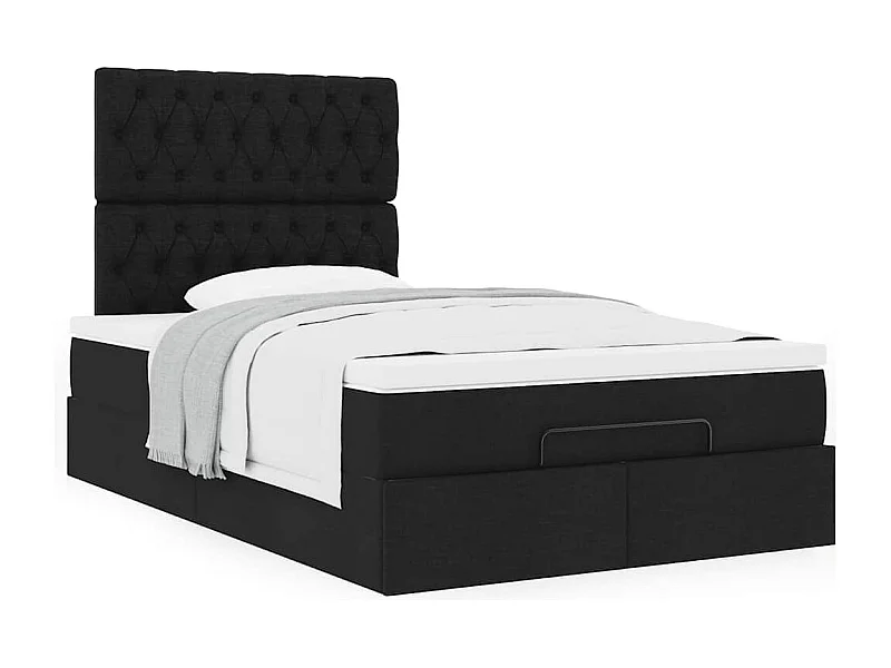 Cadre de lit ottoman avec matelas noir 120x200cm tissu