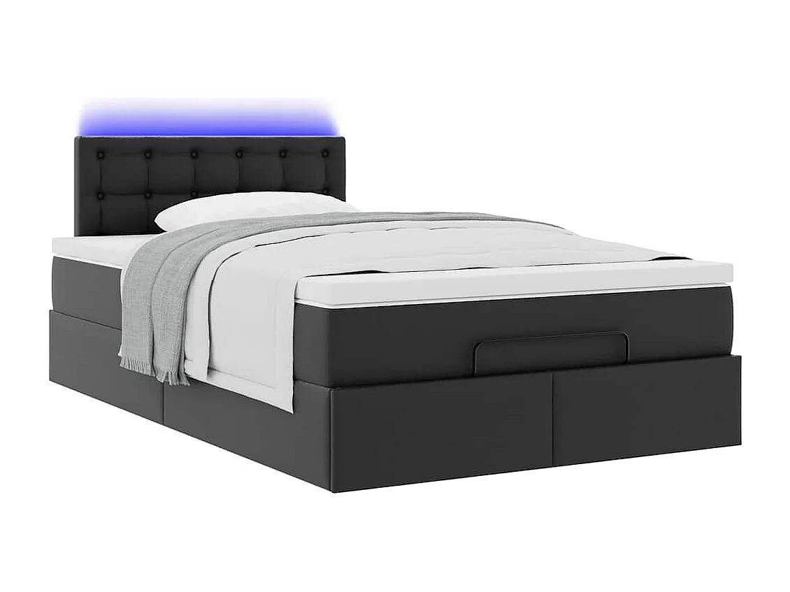 Cadre de lit ottoman avec matelas noir 120x200 cm similicuir