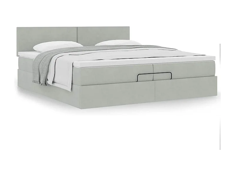 Cadre de lit ottoman avec matelas gris clair 200x200 cm velours