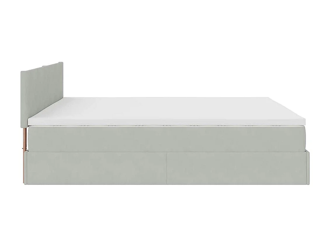 Cadre de lit ottoman avec matelas gris clair 200x200 cm velours