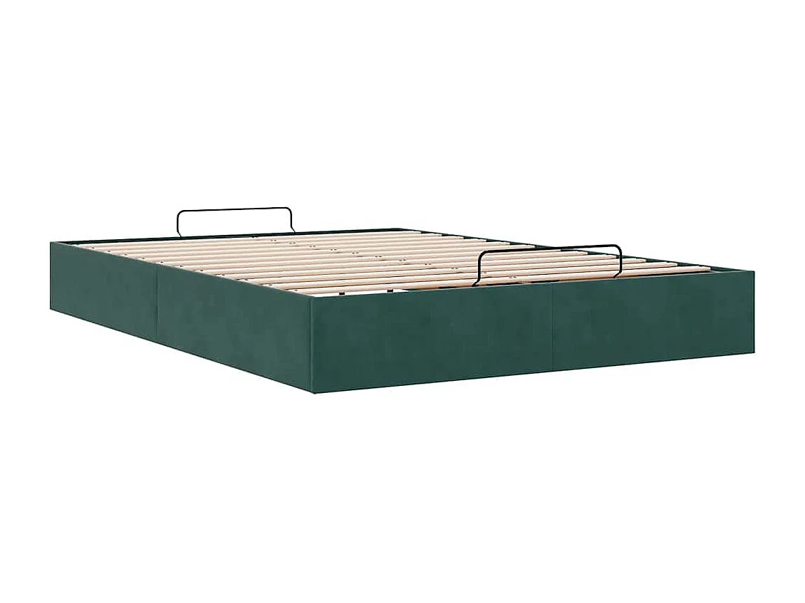 Cadre de lit ottoman sans matelas vert foncé 140x200 cm velours