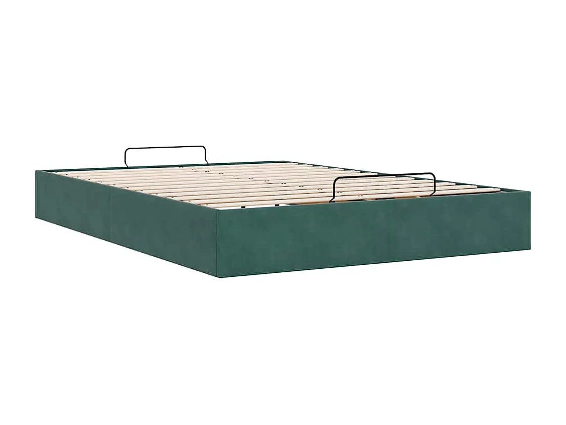 Cadre de lit ottoman sans matelas vert foncé 140x200 cm velours