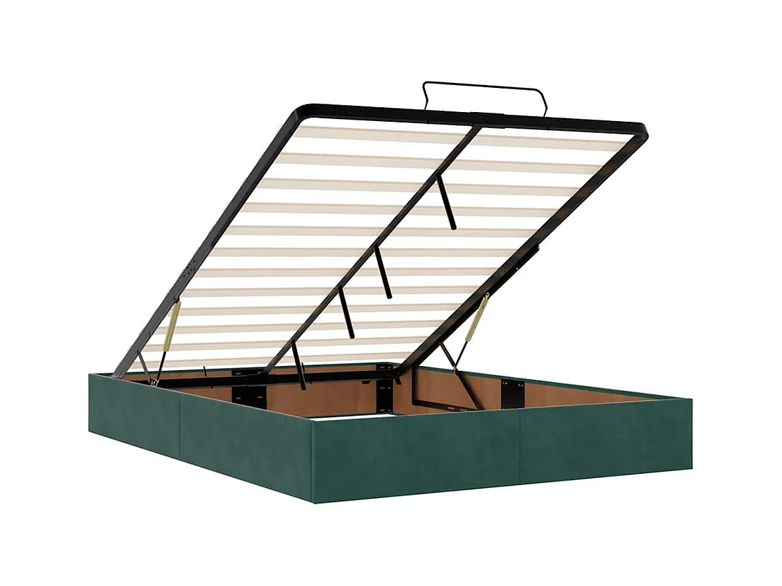 Cadre de lit ottoman sans matelas vert foncé 140x200 cm velours