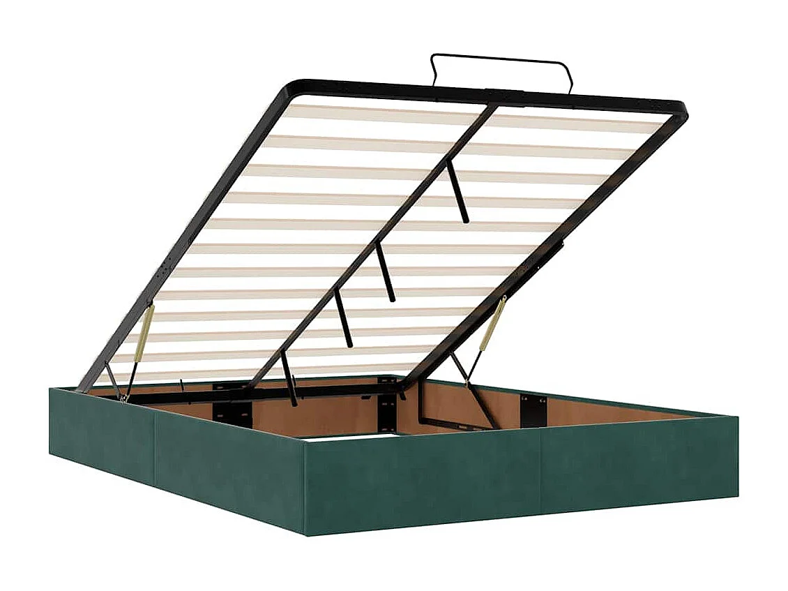 Estructura de cama otomana sin colchón verde oscuro 140x200 cm