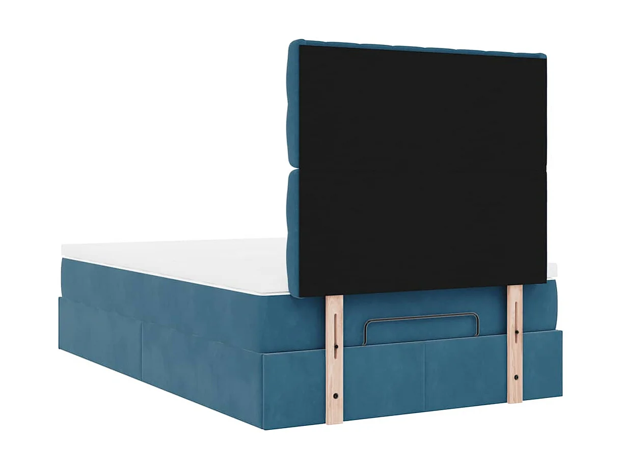 Cadre de lit ottoman avec matelas bleu foncé 120x190 cm velours