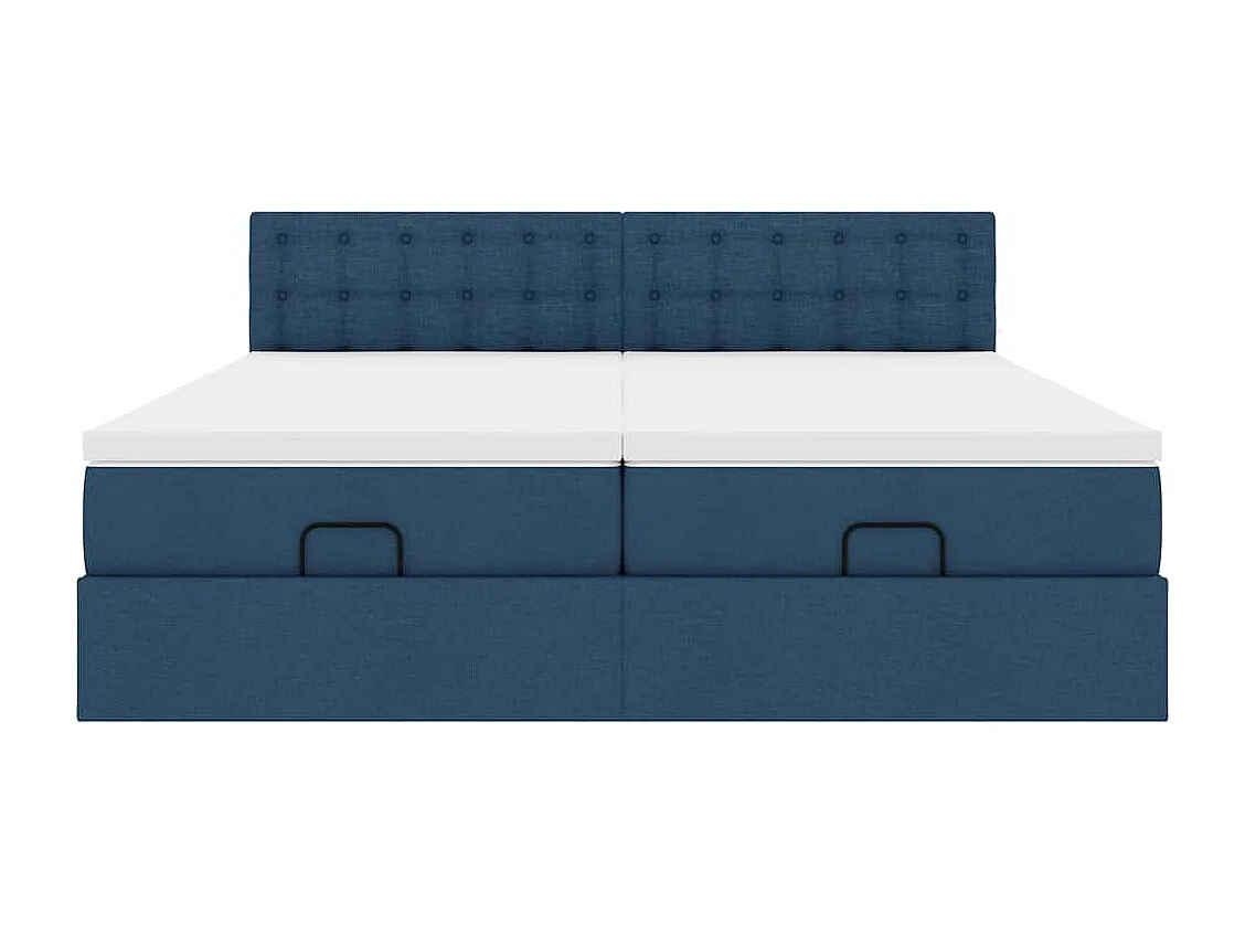 Cadre de lit ottoman avec matelas bleu 180x200 cm tissu