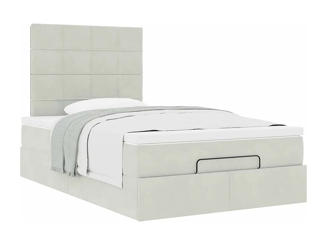 Cadre de lit ottoman et matelas gris clair 120x200 cm velours