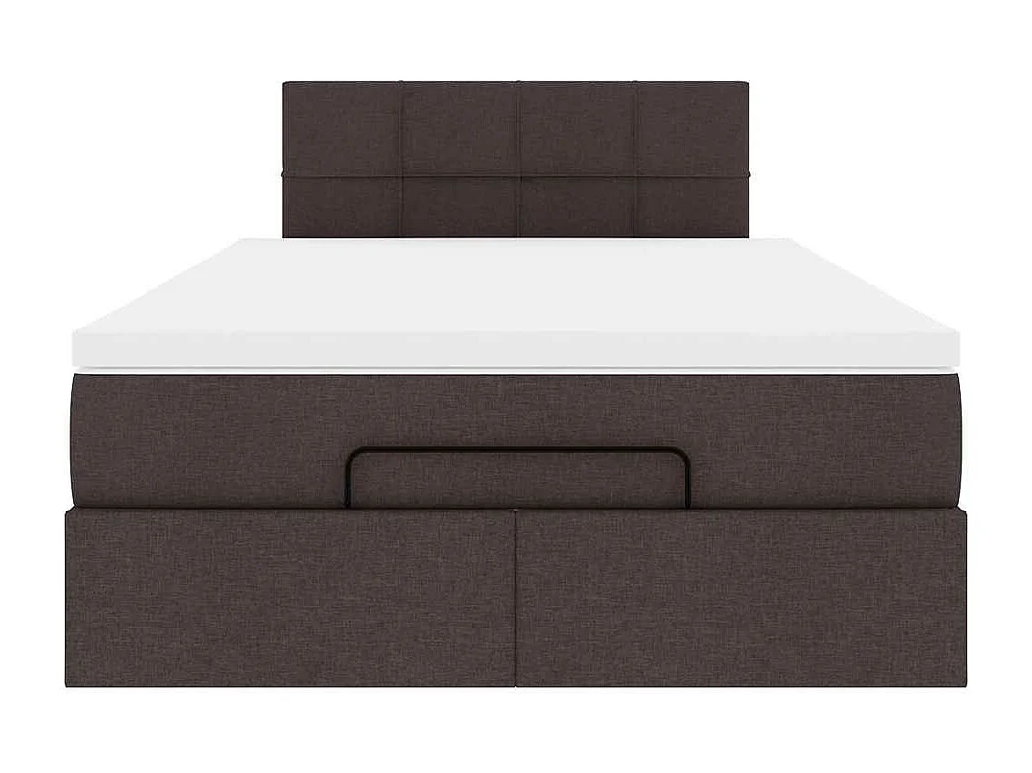 Lit ottoman avec matelas marron foncé 120x200 cm tissu