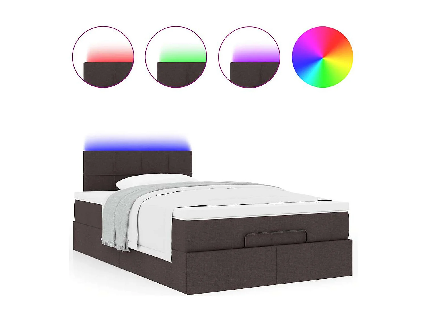 Lit ottoman avec matelas marron foncé 120x200 cm tissu