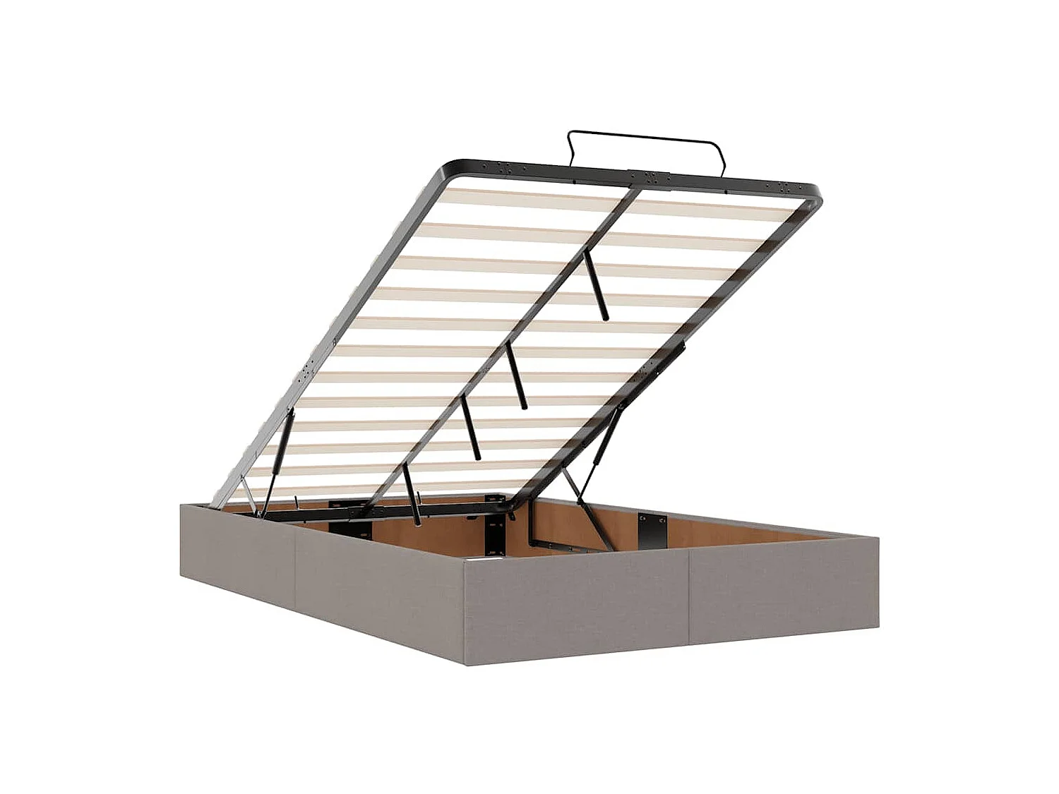 Estructura de cama otomana colchón tela topo 120x190 cm