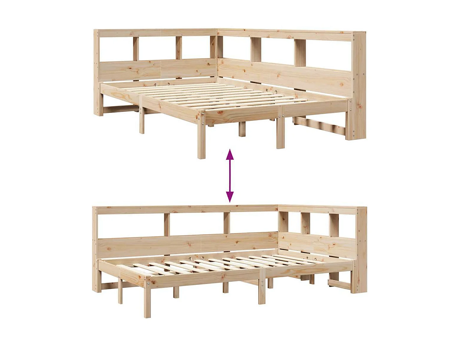 Cama com estante sem colchão 120x200 cm pinho maciço