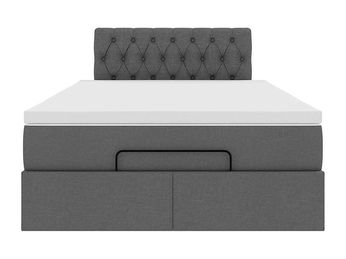 Cadre de lit ottoman avec matelas gris foncé 120x200cm tissu