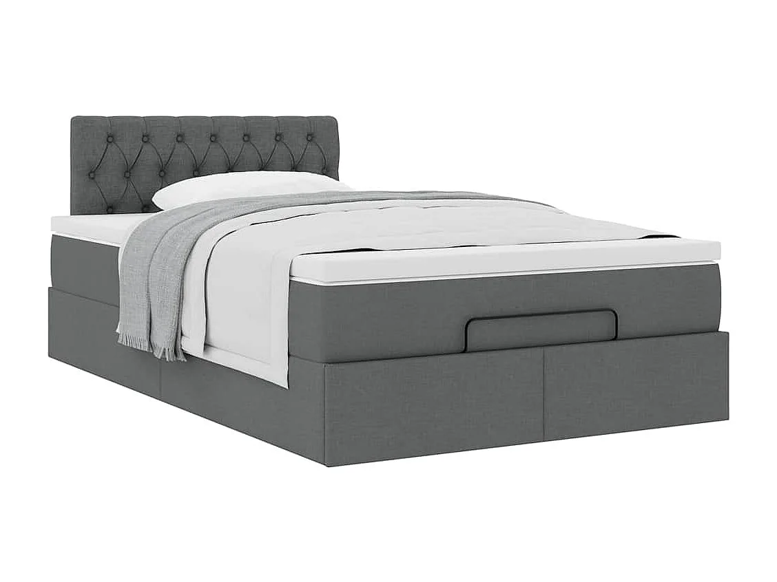 Cadre de lit ottoman avec matelas gris foncé 120x200cm tissu