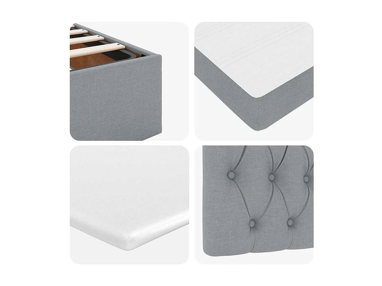 Cadre de lit ottoman avec matelas gris foncé 120x200cm tissu