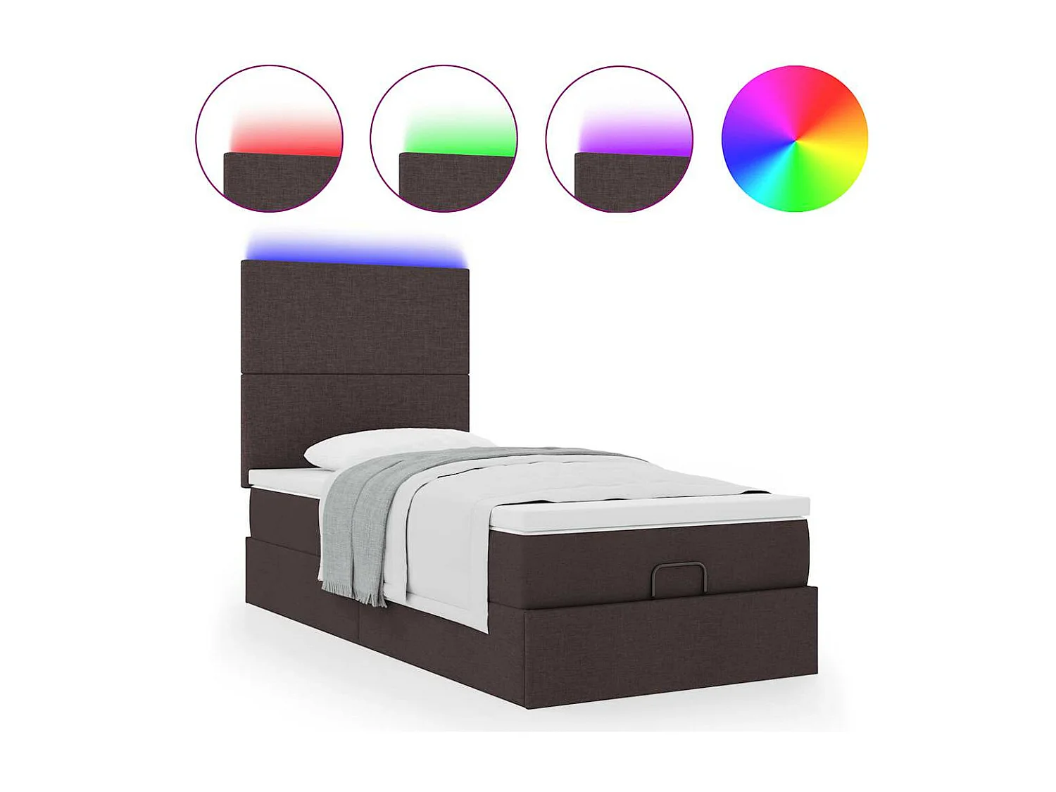 Estructura cama otomana colchón tela marrón oscuro 90x200cm