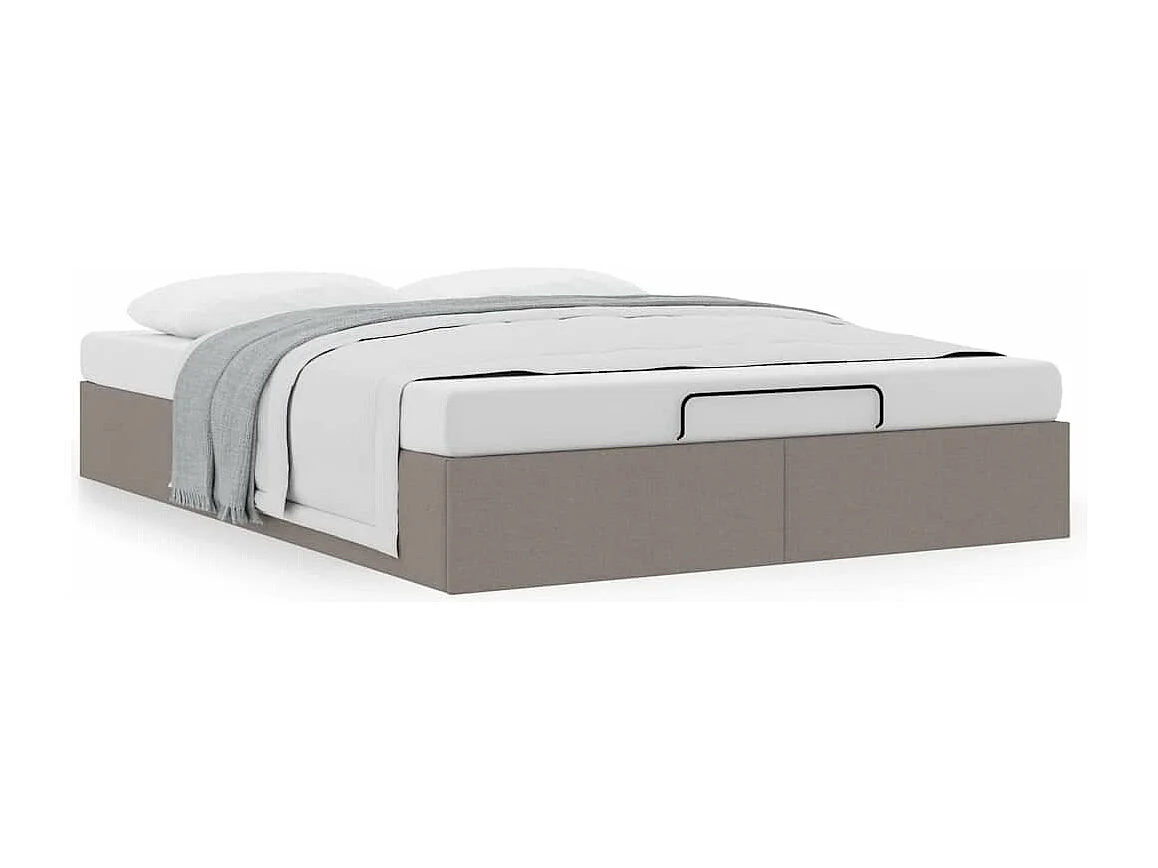 Cadre de lit ottoman sans matelas crème 140x200 cm tissu