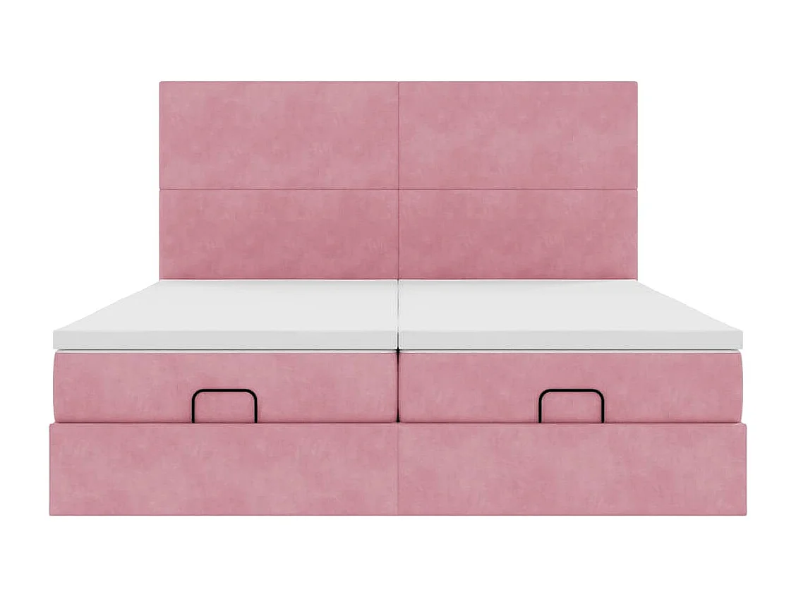 Cadre de lit ottoman avec matelas rose 200x200 cm velours