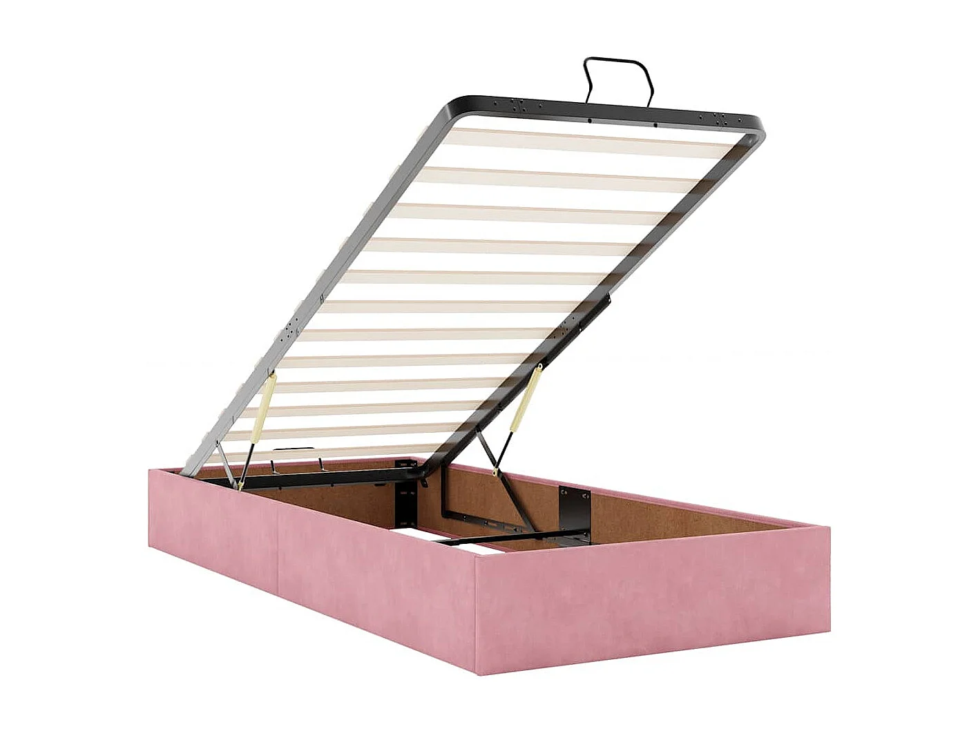 Cadre de lit ottoman avec matelas rose 200x200 cm velours