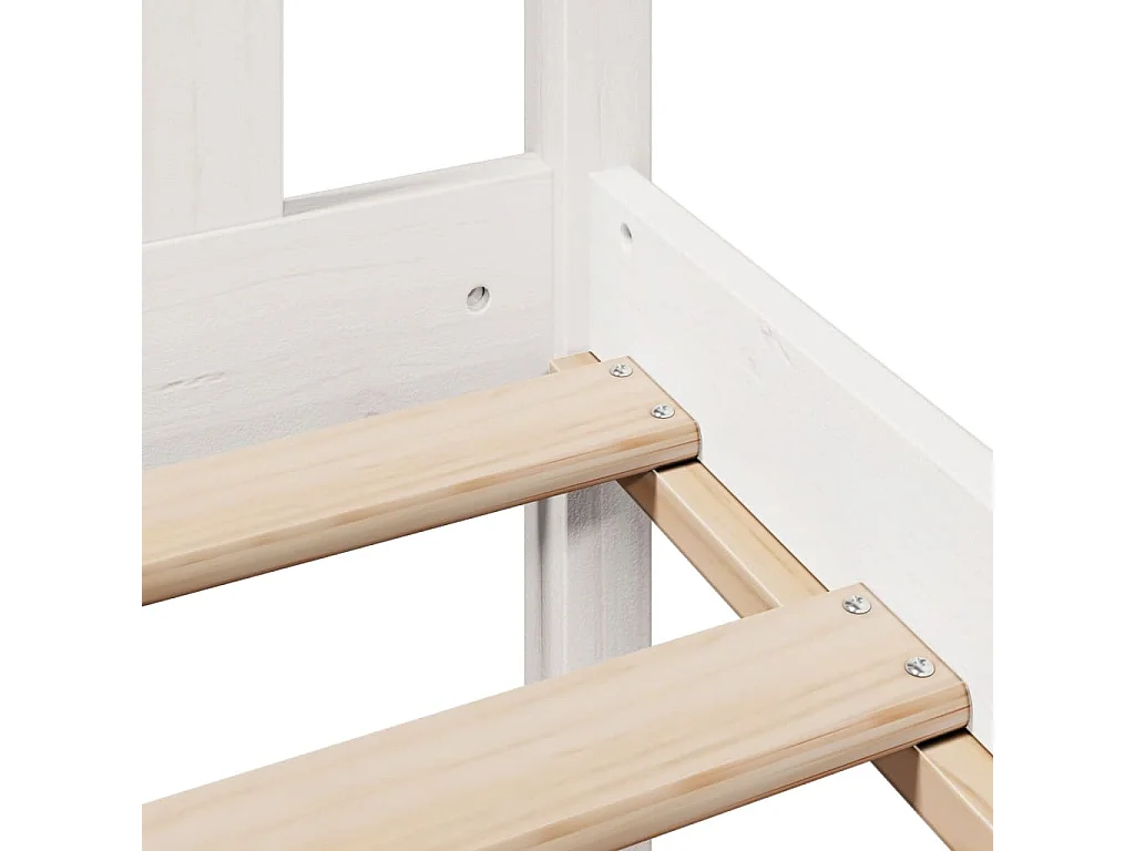 Lit bibliothèque sans matelas blanc 135x190 cm bois pin massif