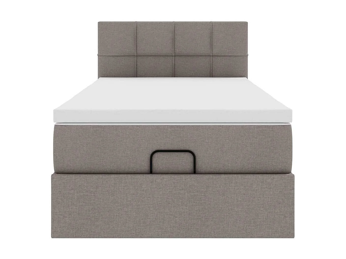 Cadre de lit ottoman avec matelas taupe 90x200 cm tissu