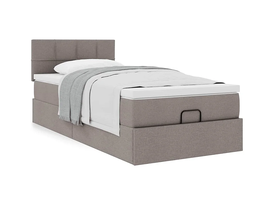 Estrutura de cama otomana com colchão tecido cinzento 90x200cm