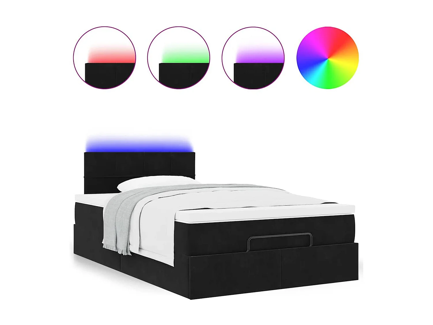 Cadre de lit ottoman avec matelas noir 120x200 cm velours