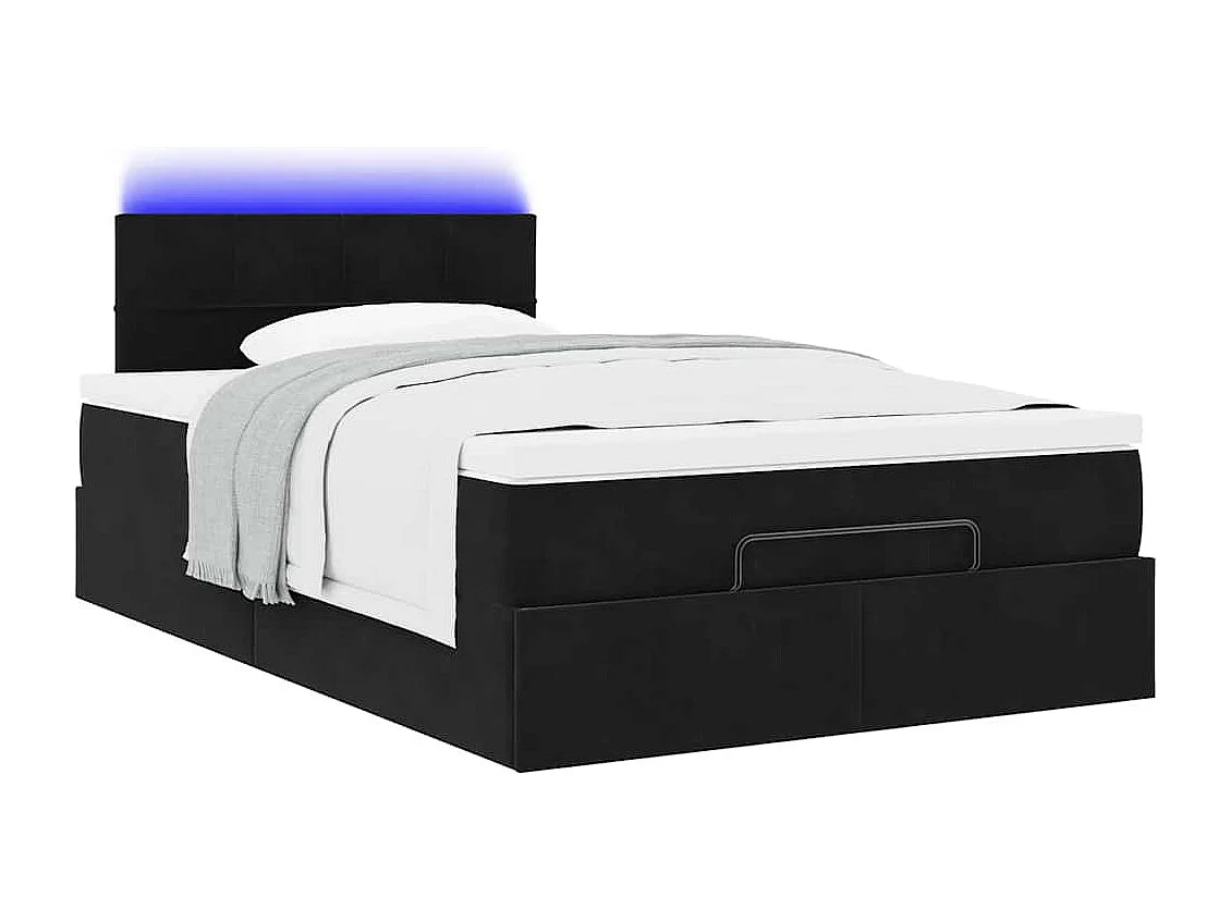 Cadre de lit ottoman avec matelas noir 120x200 cm velours