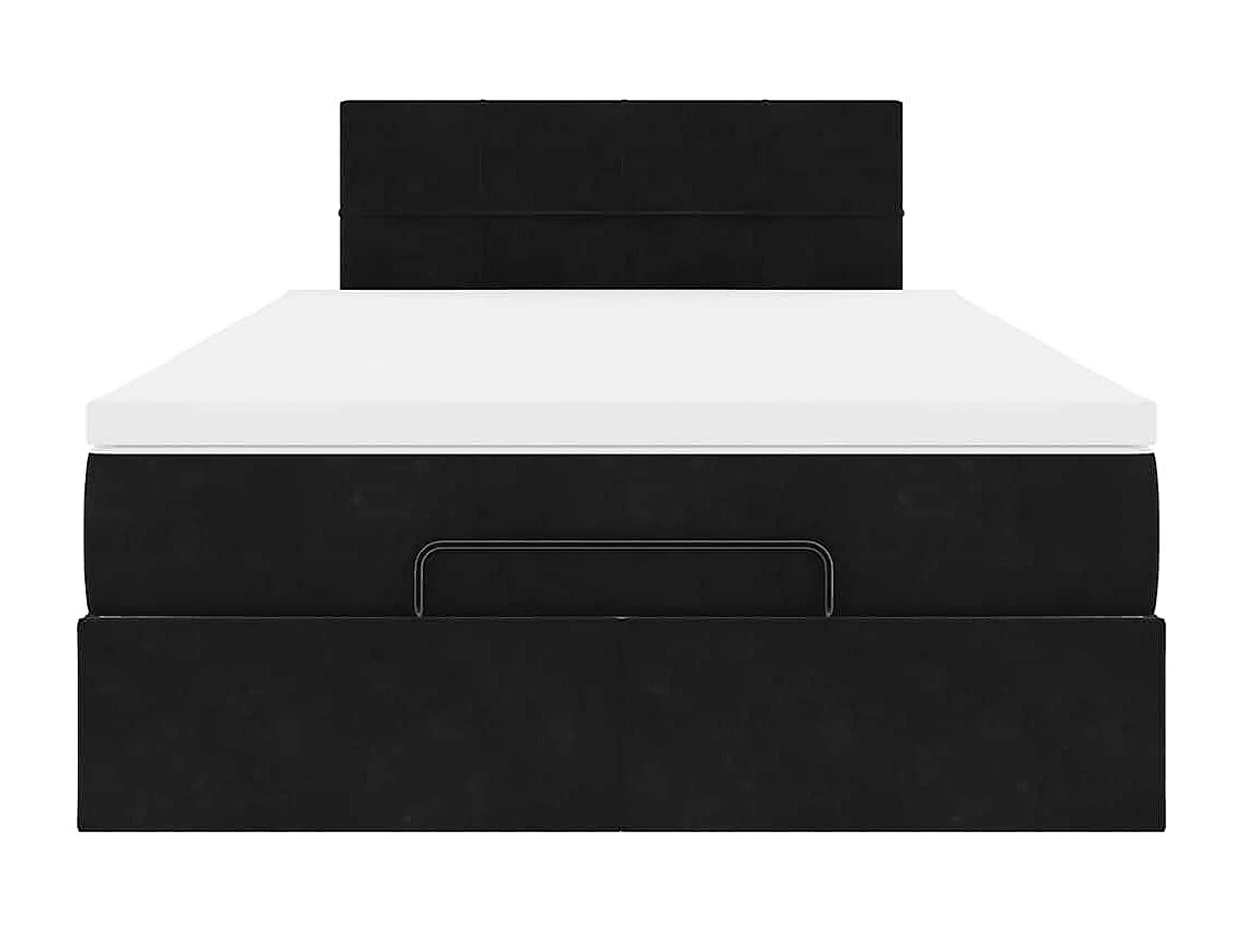 Cadre de lit ottoman avec matelas noir 120x200 cm velours