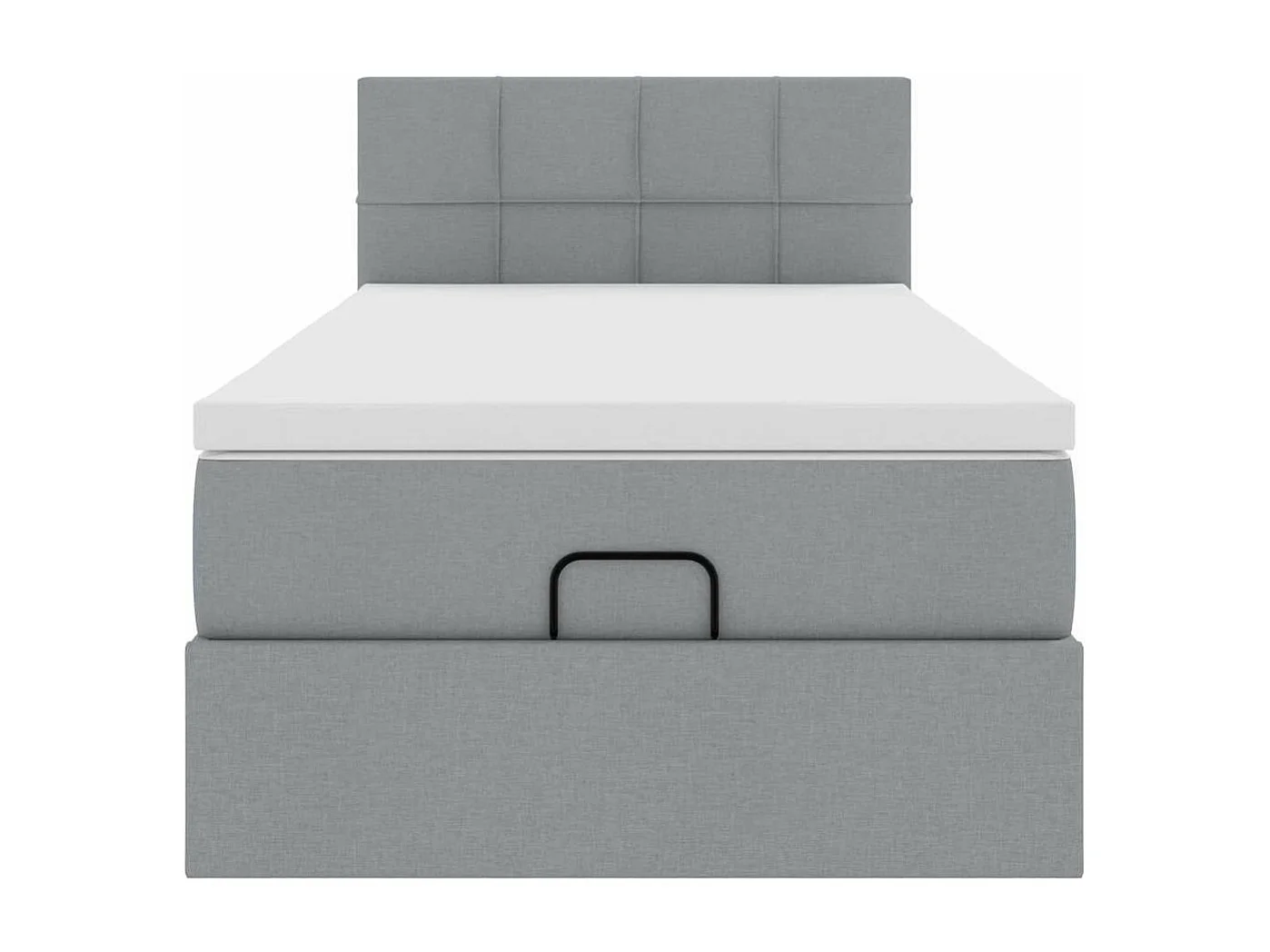 Lit ottoman avec matelas gris clair 100x200 cm tissu