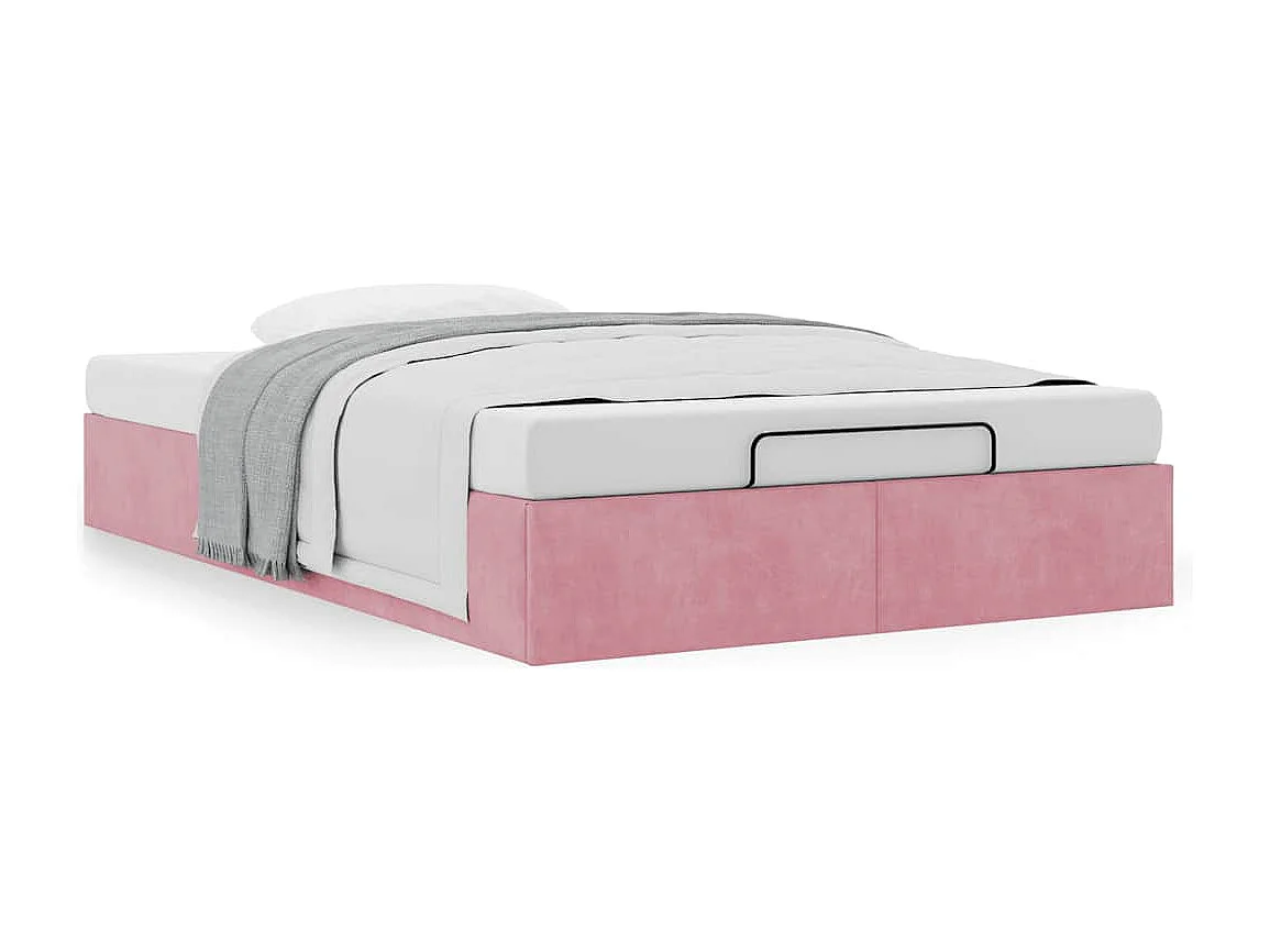 Cadre de lit ottoman sans matelas rose 120x200 cm velours