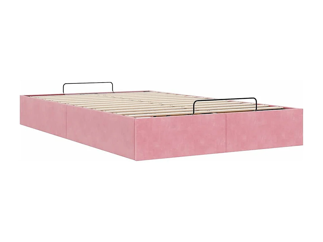 Cadre de lit ottoman sans matelas rose 120x200 cm velours