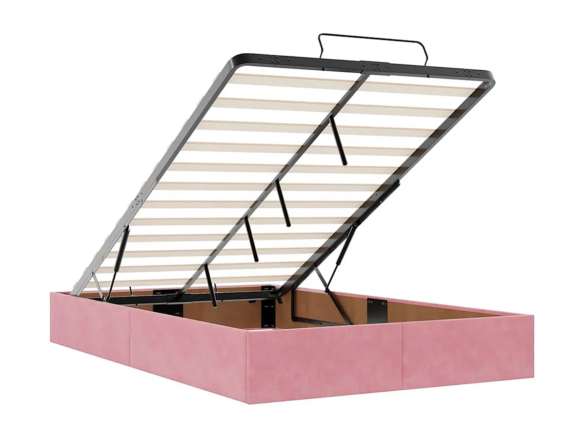 Cadre de lit ottoman sans matelas rose 120x200 cm velours