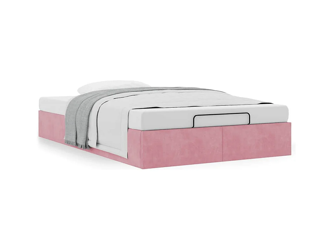 Ottoman Bed Frame No Colchão Rosa 120x200 cm Veludo