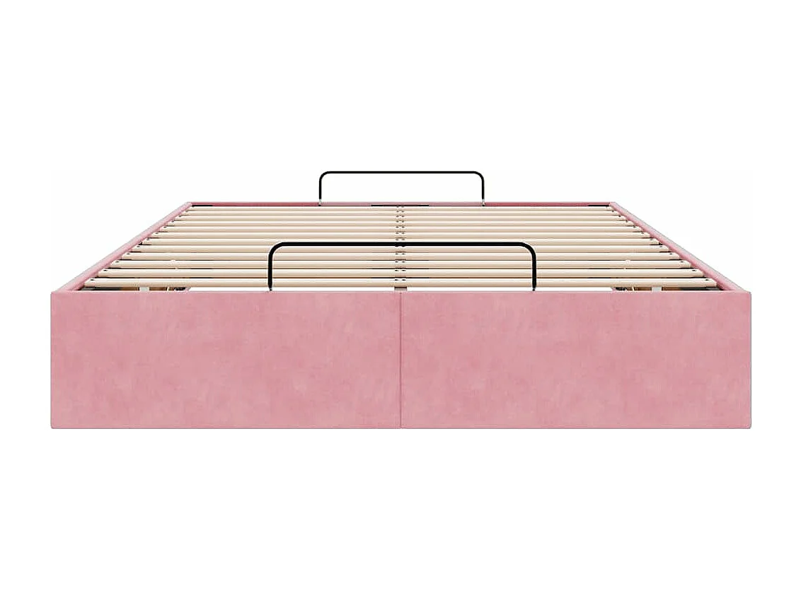 Cadre de lit ottoman sans matelas rose 120x200 cm velours