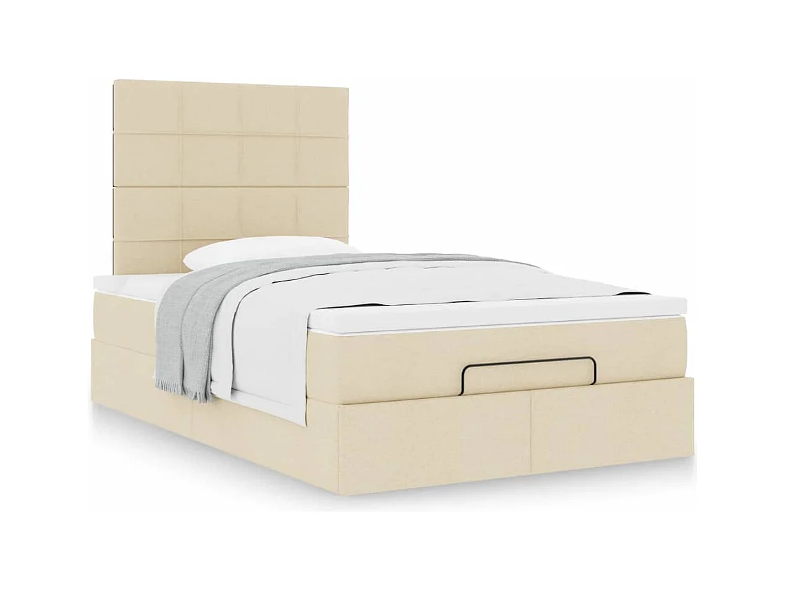 Ottoman bed met matras 120x200cm stof crèmekleurig